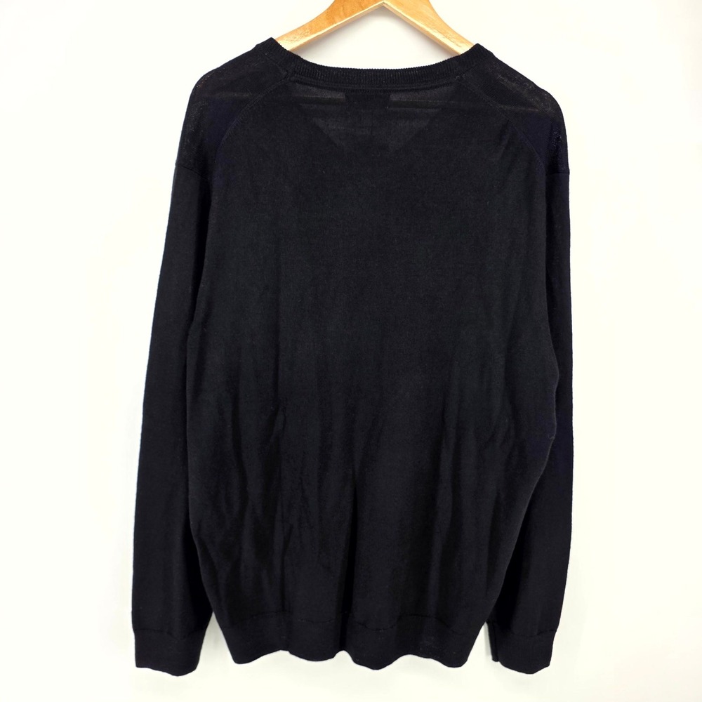 Club Room Sweater Men XL Black Argyle V-Neck Merino Wool Blend Lanerossi 22366BK